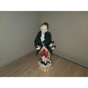 Vintage Paulux Hand Painted Japan Porcelain Colonial Man Figurine Green Coat